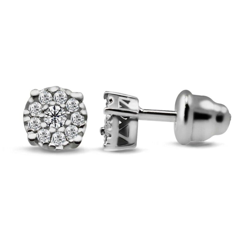 0.15 Karat Pırlanta Coronet Küpe - IDL Sertifikalı - 1
