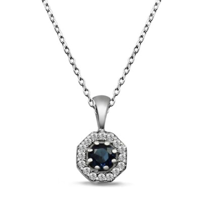 0.16 Karat Pırlanta Safir Kolye - IDL Sertifikalı - 1