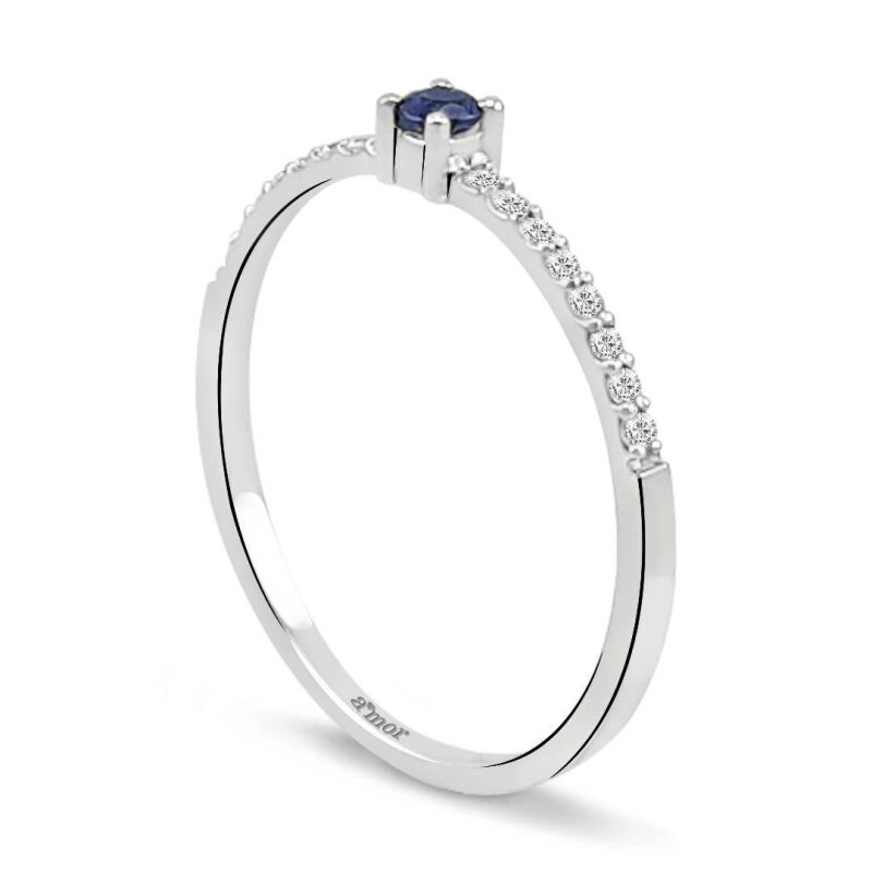 0.18 Karat Pırlanta Safir Yüzük - IDL Sertifikalı - 2
