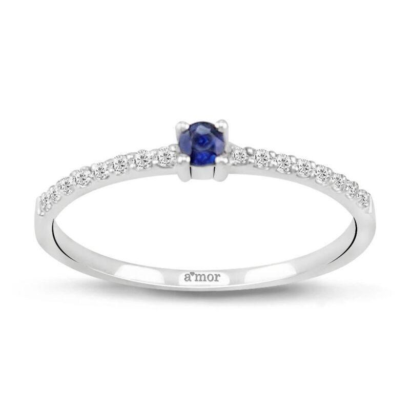 0.18 Karat Pırlanta Safir Yüzük - IDL Sertifikalı - 1