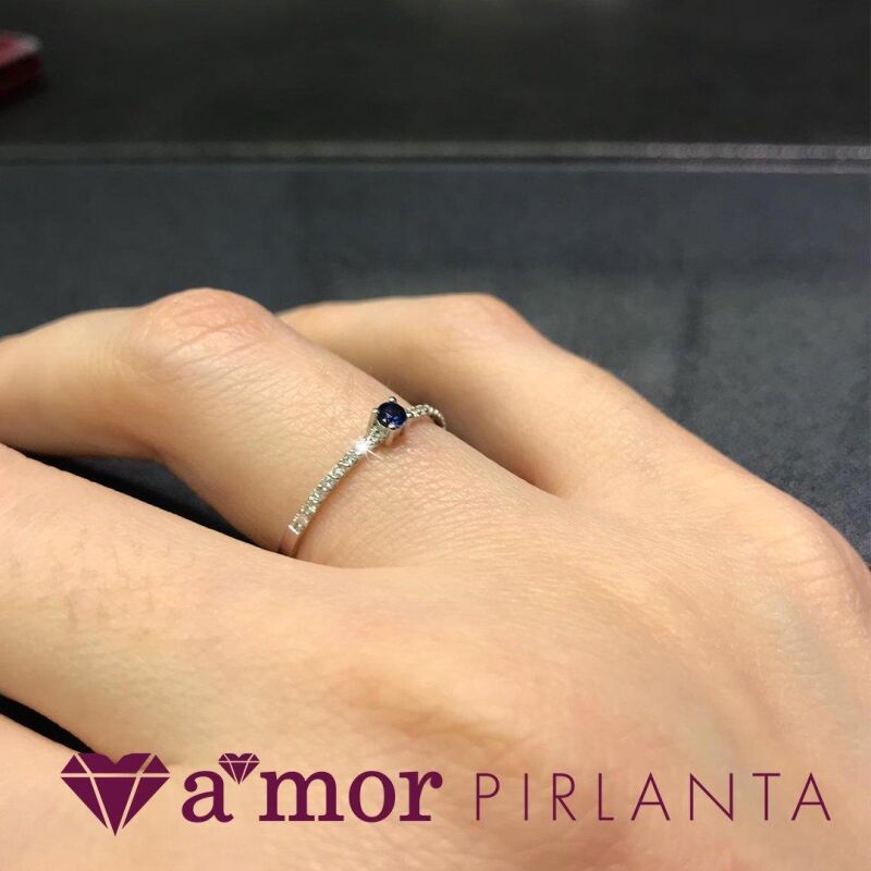 0.18 Karat Pırlanta Safir Yüzük - IDL Sertifikalı - 3