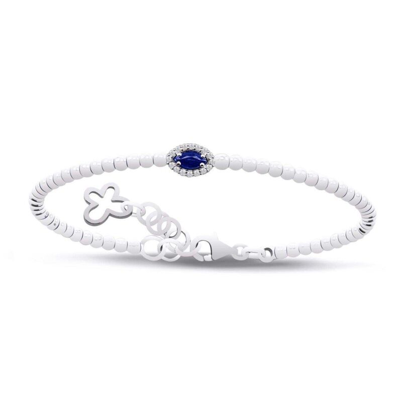 0.20 Karat Pırlanta Safir Bileklik - IDL Sertifikalı - 1
