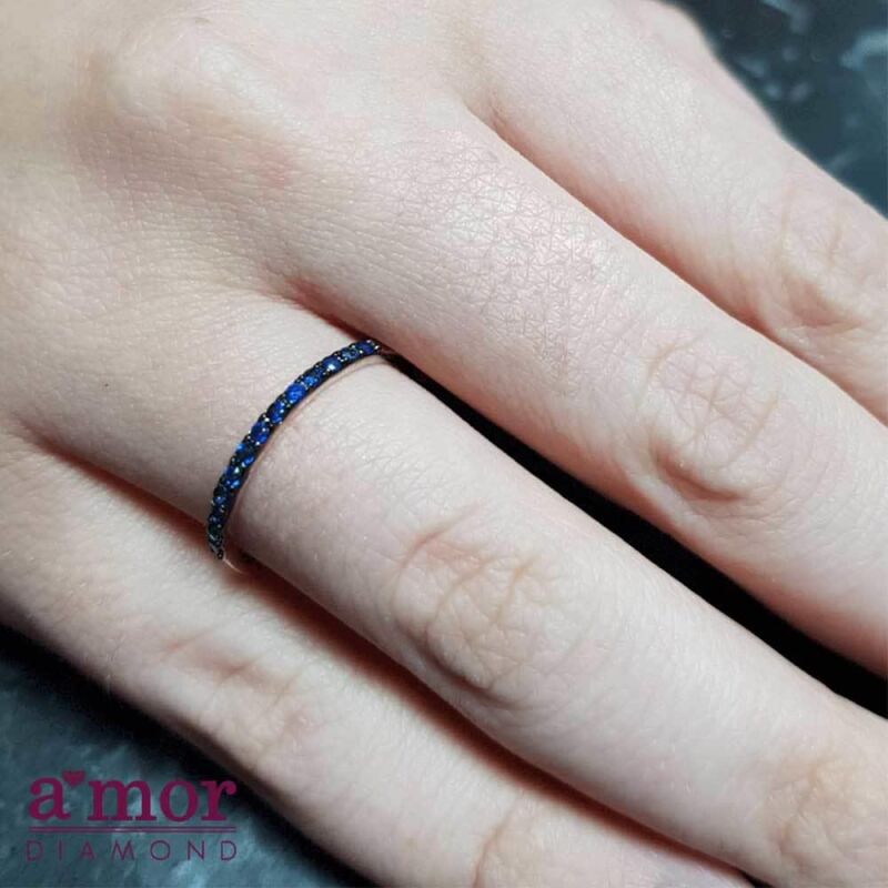0.20 Karat Pırlanta Safir Yüzük - IDL Sertifikalı - 3