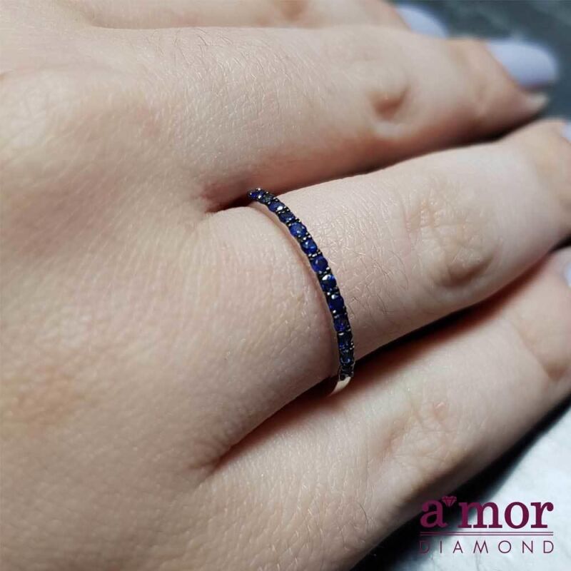 0.20 Karat Pırlanta Safir Yüzük - IDL Sertifikalı - 4