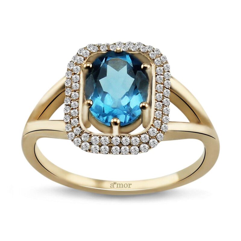 2.50 Karat Aquamarine Pırlanta Fantezi Yüzük - IDL Sertifikalı - 1