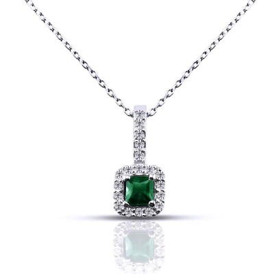 0.25 Karat Pırlanta Zümrüt Kolye - IDL Sertifikalı - 1