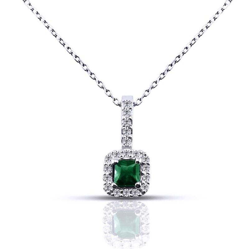 0.25 Karat Pırlanta Zümrüt Kolye - IDL Sertifikalı - 1