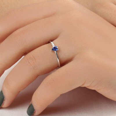 0.26 Karat Pırlanta Safir Yüzük - IDL Sertifikalı - 3