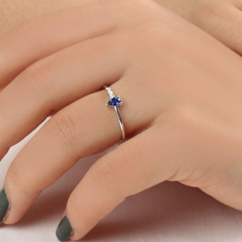 0.26 Karat Pırlanta Safir Yüzük - IDL Sertifikalı - 3