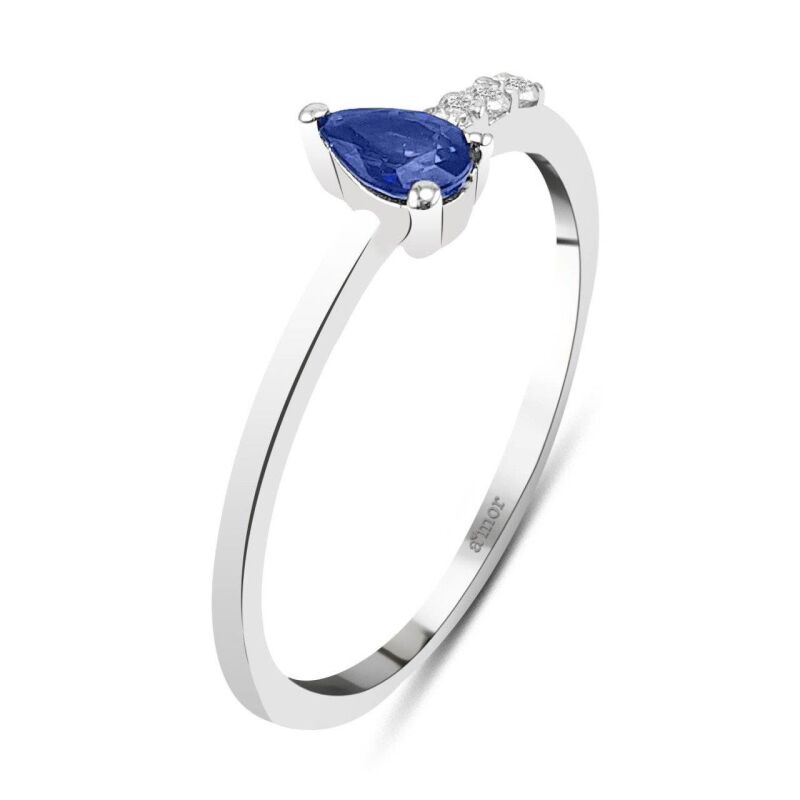 0.26 Karat Pırlanta Safir Yüzük - IDL Sertifikalı - 2