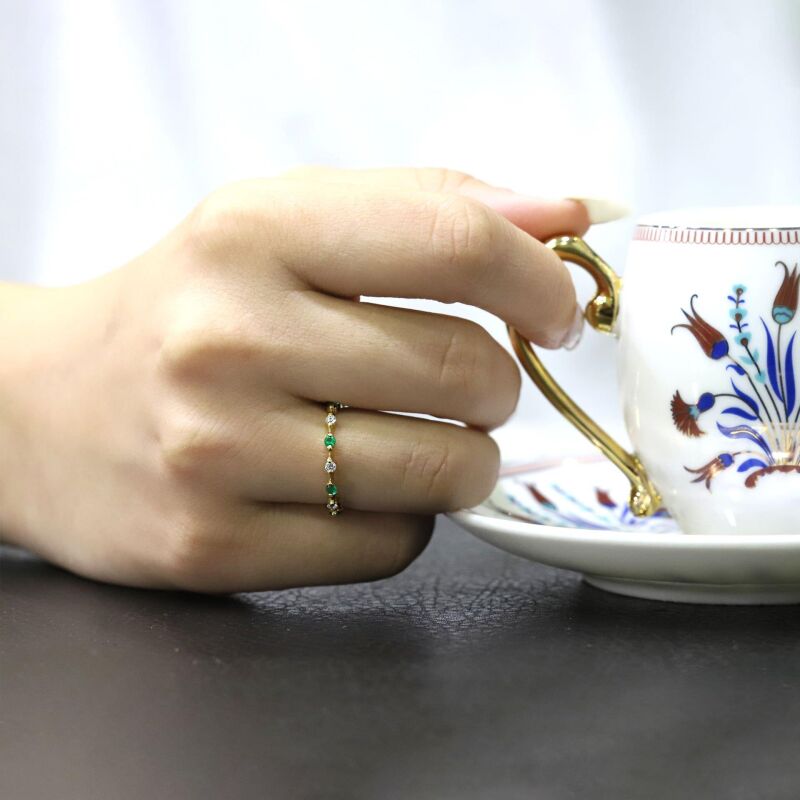 0.26 Karat Pırlanta Zümrüt Yüzük - IDL Sertifikalı - 4