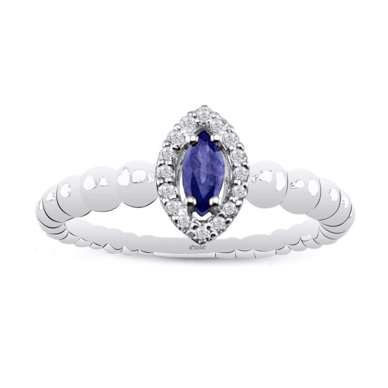 0.27 Karat Pırlanta Safir Yüzük - IDL Sertifikalı - 1