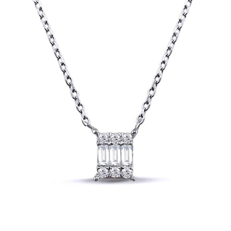 0.28 Karat Pırlanta Baget Kolye - IDL Sertifikalı - 1
