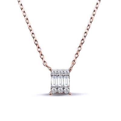 0.28 Karat Pırlanta Baget Kolye - IDL Sertifikalı - 1