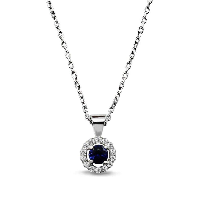 0.28 Karat Pırlanta Safir Kolye - IDL Sertifikalı - 1