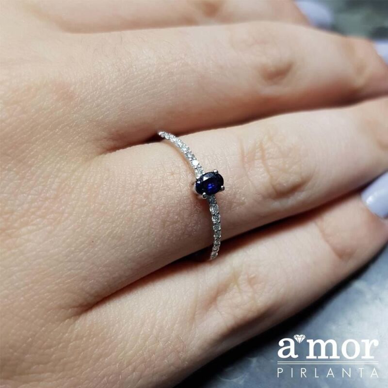 0.29 Karat Pırlanta Safir Yüzük - IDL Sertifikalı - 3