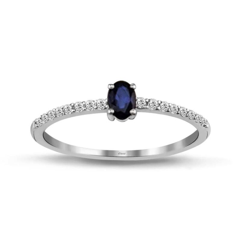 0.29 Karat Pırlanta Safir Yüzük - IDL Sertifikalı - 1