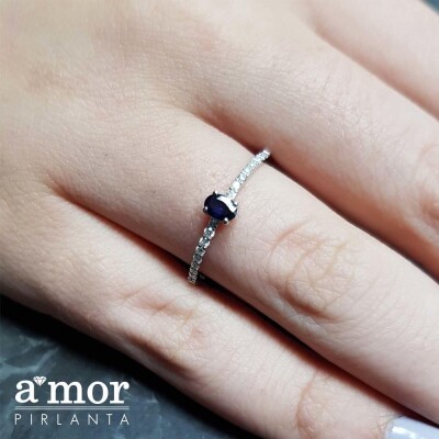 0.29 Karat Pırlanta Safir Yüzük - IDL Sertifikalı - 4