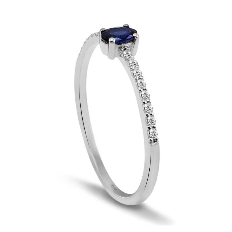 0.29 Karat Pırlanta Safir Yüzük - IDL Sertifikalı - 2