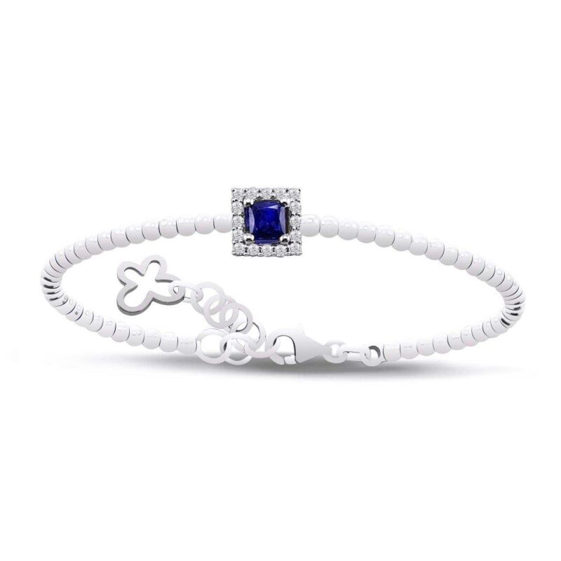 0.30 Karat Pırlanta Safir Bileklik - IDL Sertifikalı - 1