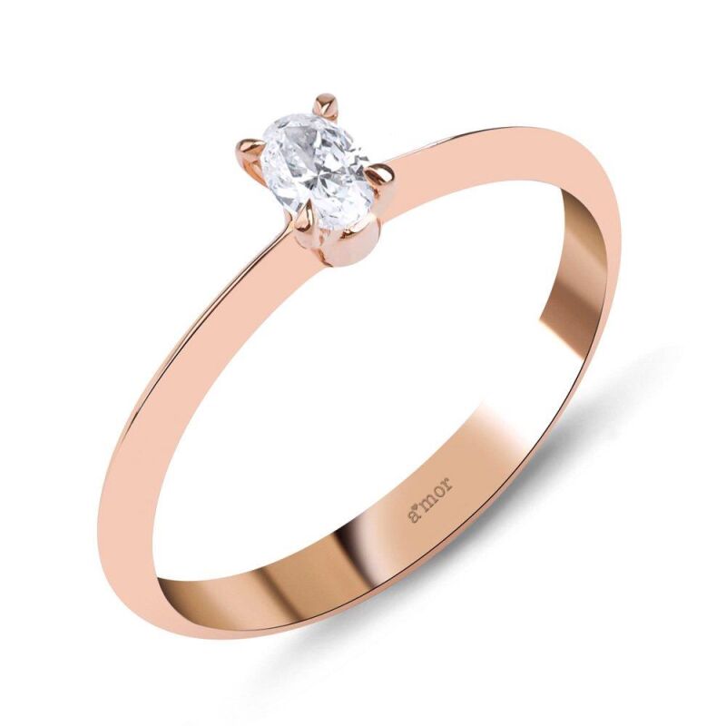 0.30 Karat Pırlanta Tektaş Oval Yüzük - IDL Sertifikalı - 1