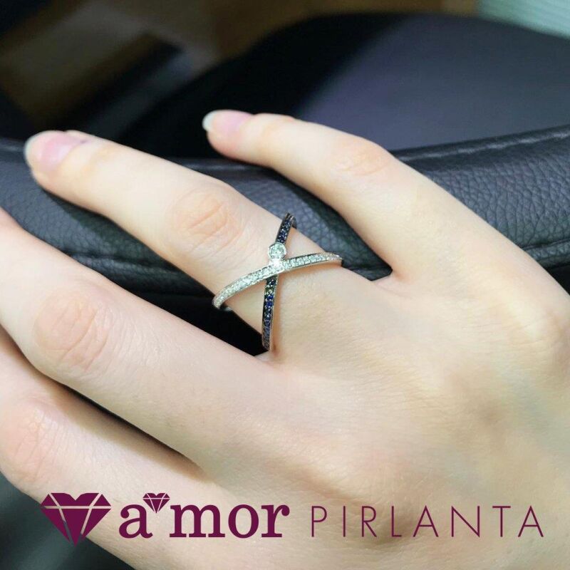 0.34 Karat Pırlanta Safir Yüzük - IDL Sertifikalı - 3