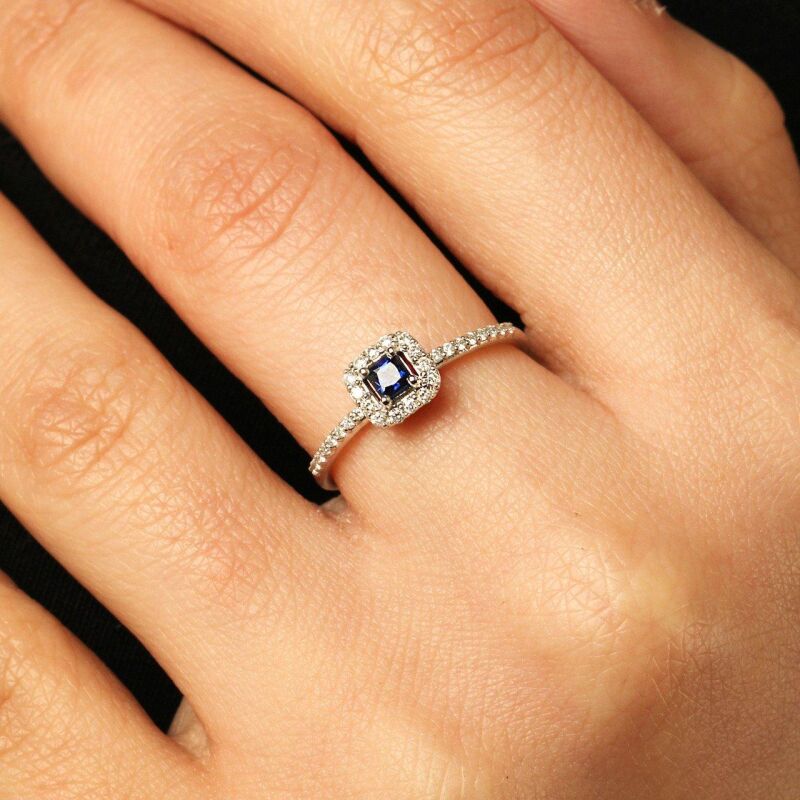0.35 Karat Pırlanta Safir Yüzük - IDL Sertifikalı - 3