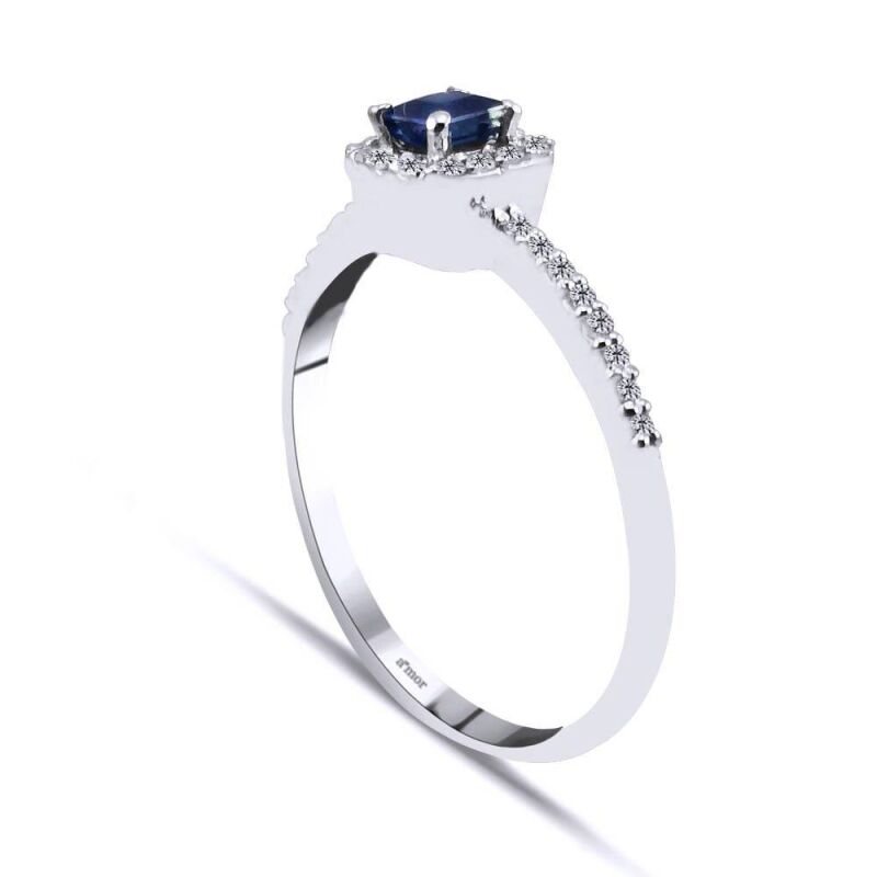 0.35 Karat Pırlanta Safir Yüzük - IDL Sertifikalı - 2