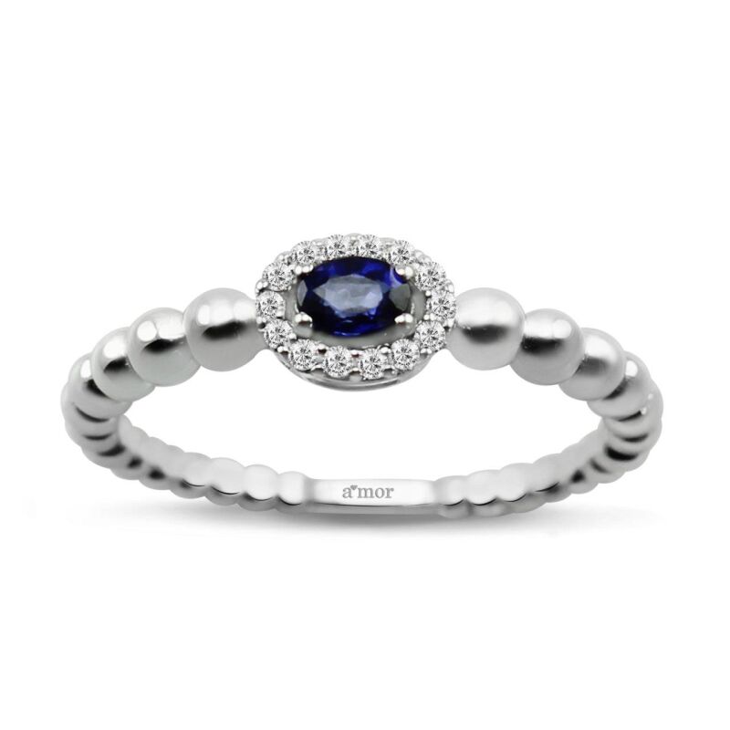 0.35 Karat Pırlanta Safir Yüzük - IDL Sertifikalı - 1