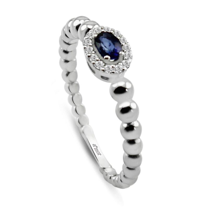 0.35 Karat Pırlanta Safir Yüzük - IDL Sertifikalı - 2