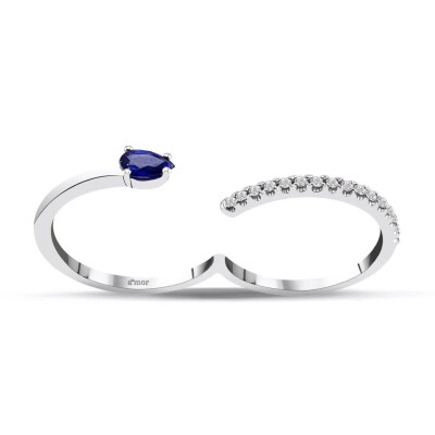 0.36 Karat Pırlanta Safir Yüzük - IDL Sertifikalı - 1