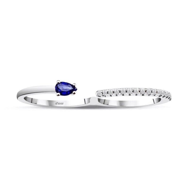 0.36 Karat Pırlanta Safir Yüzük - IDL Sertifikalı - 2