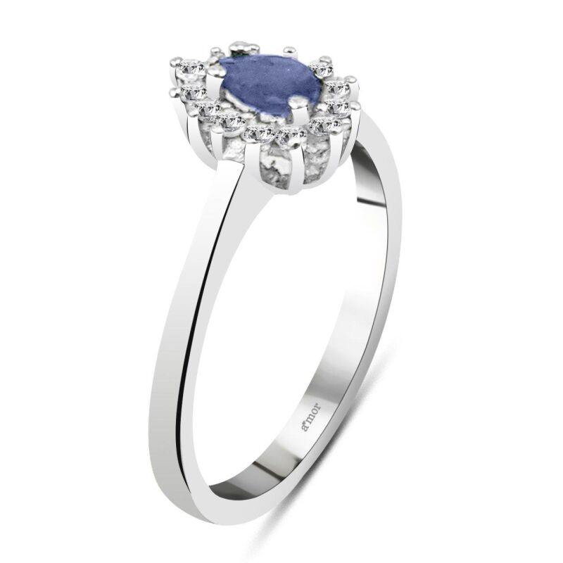 0.36 Karat Pırlanta Safir Yüzük - IDL Sertifikalı - 2