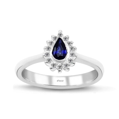 0.37 Karat Pırlanta Safir Yüzük - IDL Sertifikalı - 1