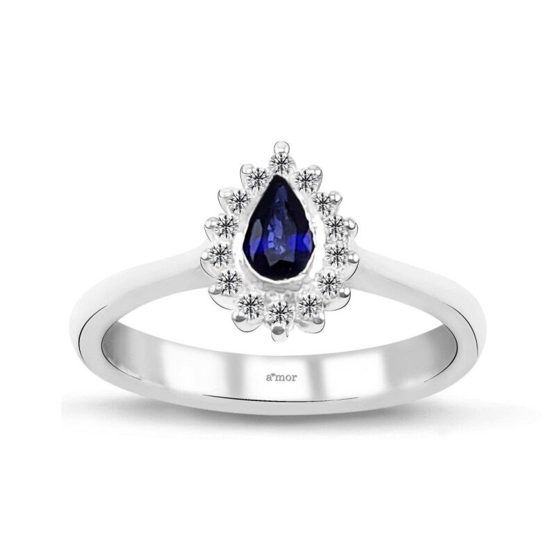 0.37 Karat Pırlanta Safir Yüzük - IDL Sertifikalı - 1