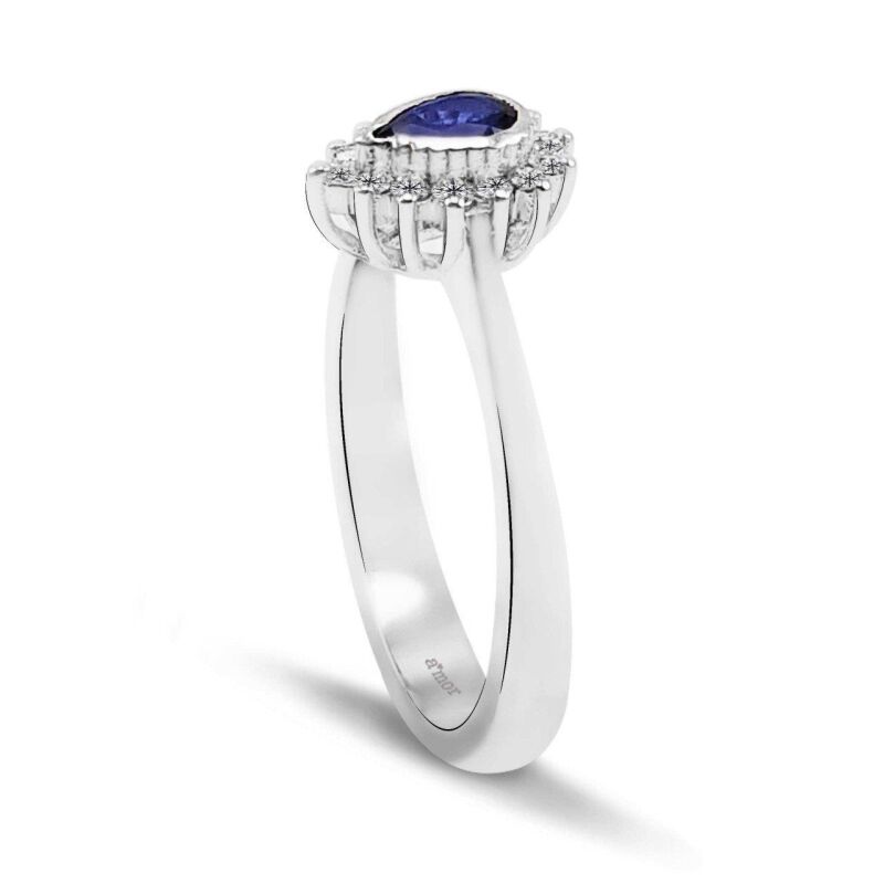0.37 Karat Pırlanta Safir Yüzük - IDL Sertifikalı - 2