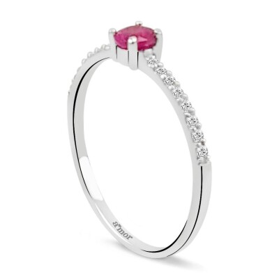 0.39 Karat Pırlanta Pembe Safir Yüzük - IDL Sertifikalı - 2