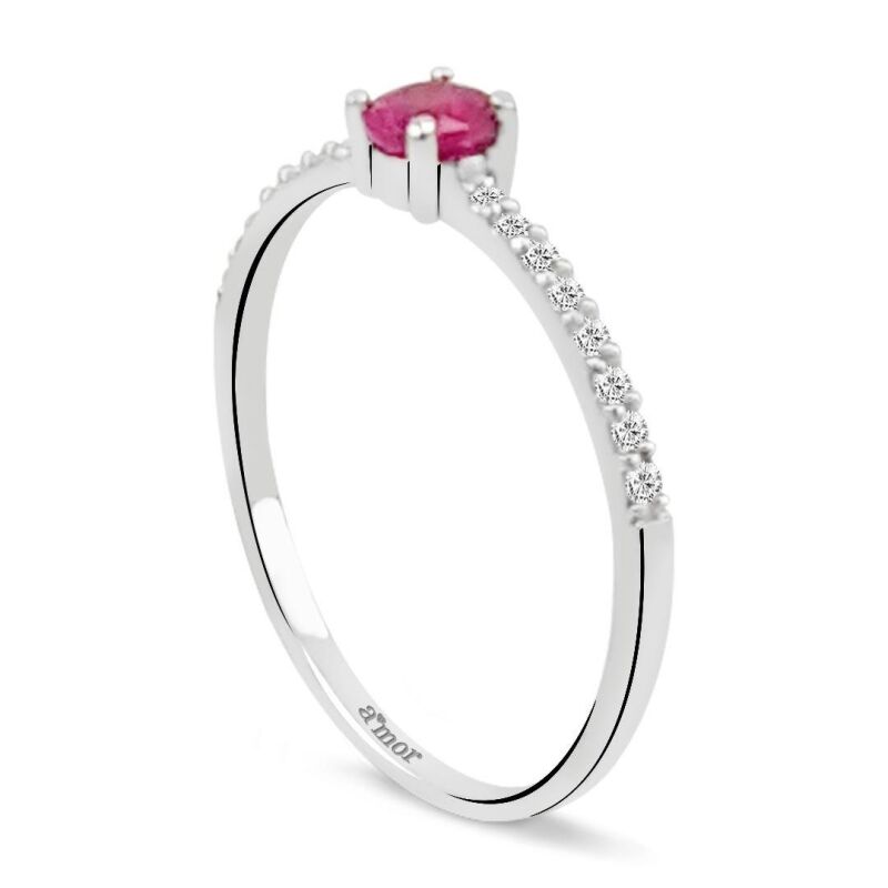 0.39 Karat Pırlanta Pembe Safir Yüzük - IDL Sertifikalı - 2