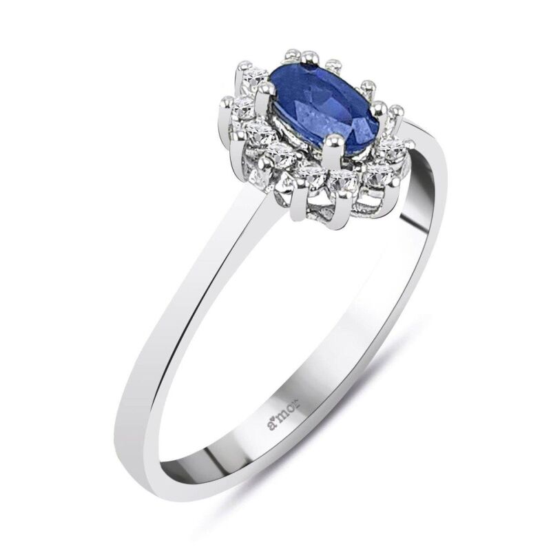 0.40 Karat Pırlanta Safir Yüzük - IDL Sertifikalı - 2