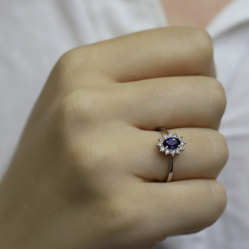0.40 Karat Pırlanta Safir Yüzük - IDL Sertifikalı - 3