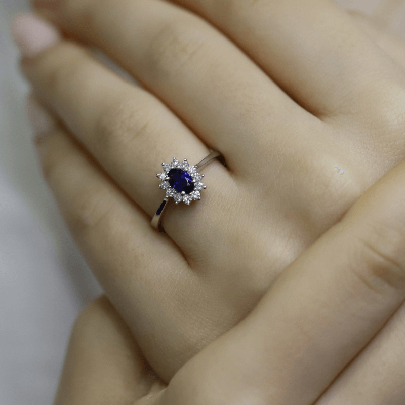 0.40 Karat Pırlanta Safir Yüzük - IDL Sertifikalı - 5