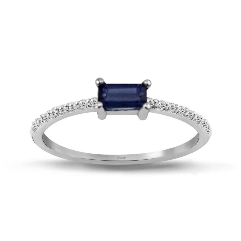0.41 Karat Pırlanta Safir Yüzük - IDL Sertifikalı - 1