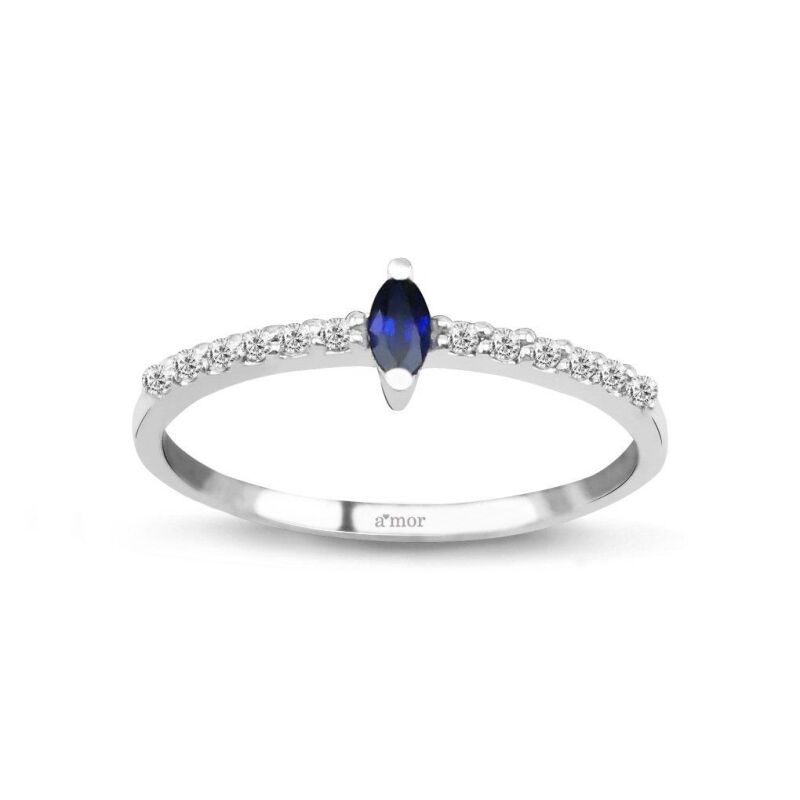 0.41 Karat Pırlanta Safir Yüzük - IDL Sertifikalı - 1