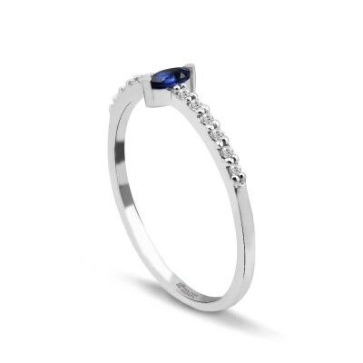 0.41 Karat Pırlanta Safir Yüzük - IDL Sertifikalı - 2