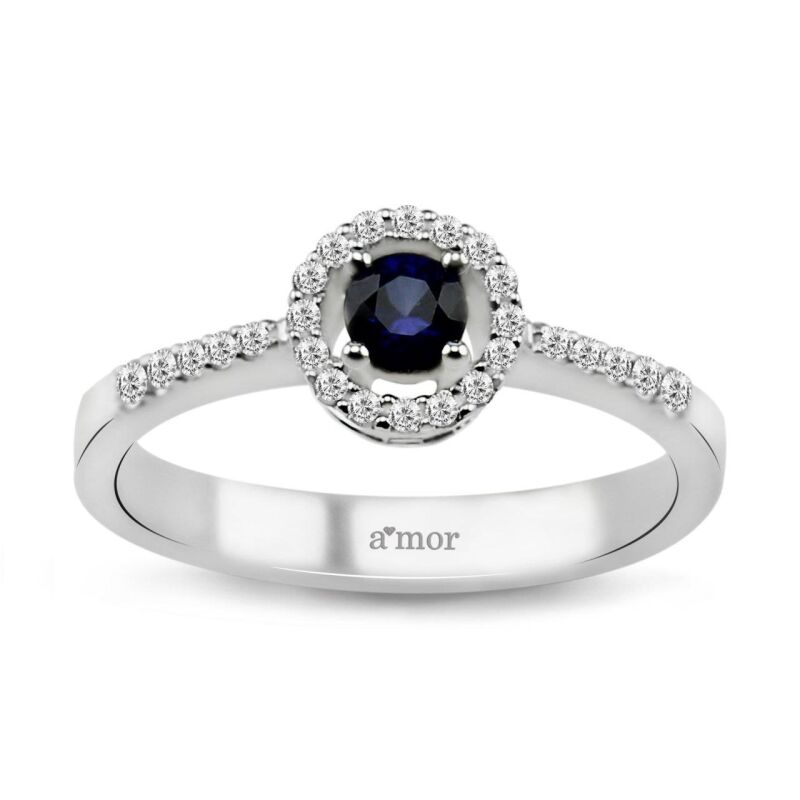 0.41 Karat Pırlanta Safir Yüzük - IDL Sertifikalı - 1