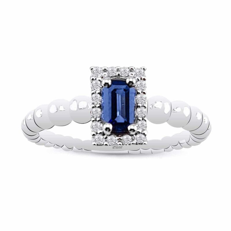 0.42 Karat Pırlanta Safir Yüzük - IDL Sertifikalı - 1