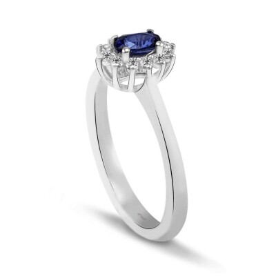 0.42 Karat Pırlanta Safir Yüzük - IDL Sertifikalı - 2