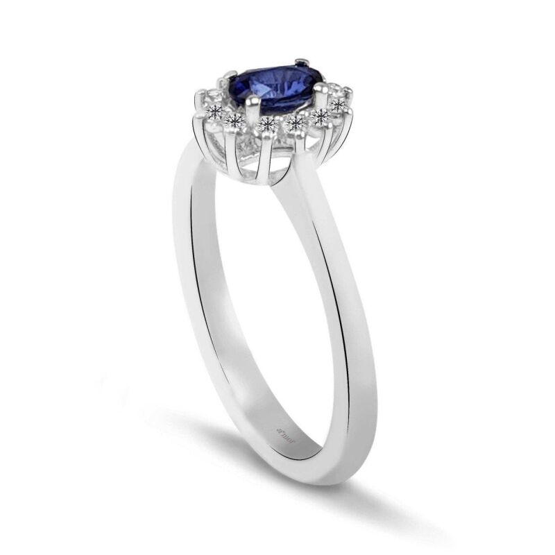0.42 Karat Pırlanta Safir Yüzük - IDL Sertifikalı - 2
