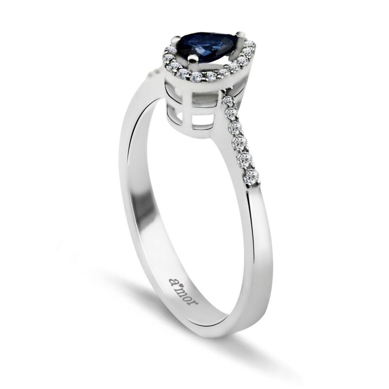 0.44 Karat Pırlanta Safir Yüzük - IDL Sertifikalı - 2