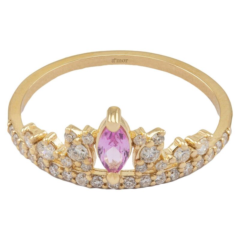 0.45 Karat Pırlanta Pink Safir Vintage Yüzük - IDL Sertifikalı - 2